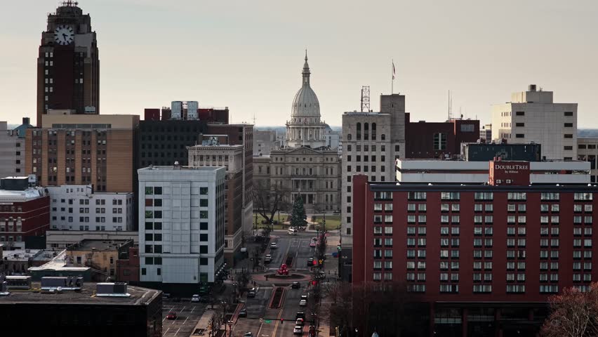 Downtown Skyline of Michigan Capital Lansing Michigan