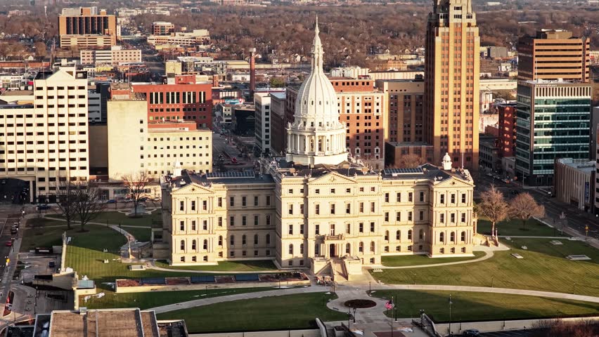 Downtown Skyline of Michigan Capital Lansing Michigan