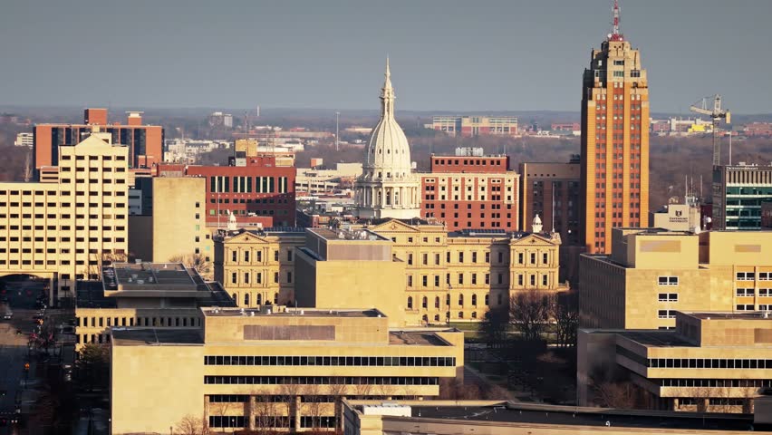 Downtown Skyline of Michigan Capital Lansing Michigan