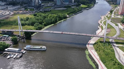 Top View Pavshinsky Bridge Boat