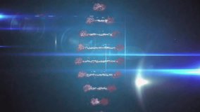 Animation of profile icons connected with lines over dna helix, lens flares on abstract background. Digitally generated, hologram, illustration, illuminated, molecule, medical and communication. - Powered by Shutterstock - Get 15% off with code: PIKWIZARD15