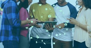 Collaborating with tablet, diverse group in school using animation for project. Education, collaboration, technology, teamwork, creativity, digital - Powered by Shutterstock - Get 15% off with code: PIKWIZARD15