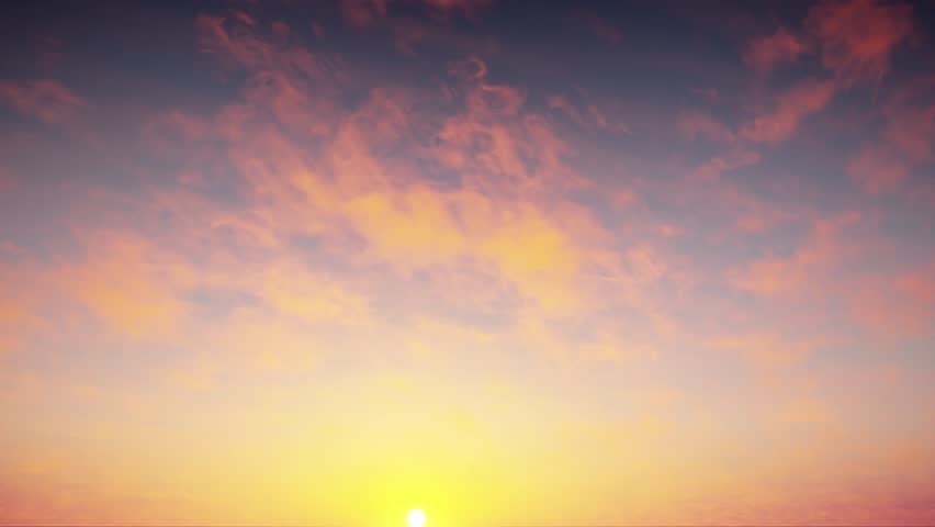 Sunset sky with dramatic clouds. Seamless loop.