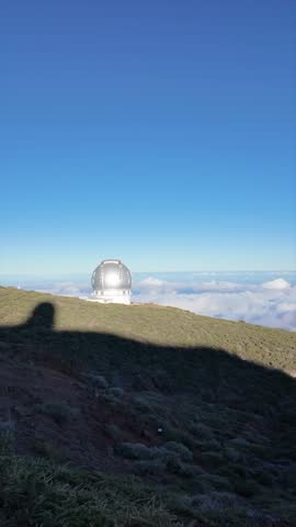 View of the Roque de los Muchachos Observatory on the Caldera de Taburiente in La Palma