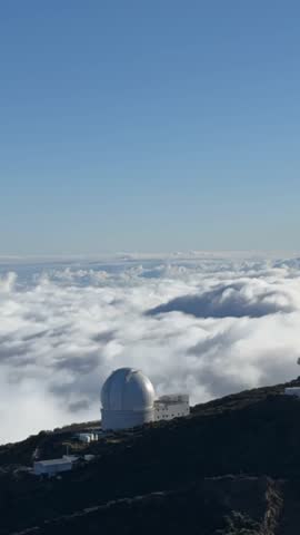 Timelapse: View of the Roque de los Muchachos Observatory above a sea of clouds in La Palma, Spain