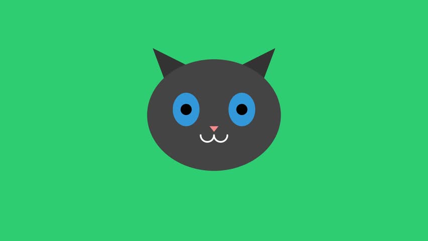 Minimalist Flat Design Black Cat Head Illustration