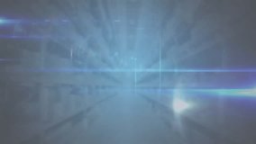 Animation of network of profile icons over globe of network of connections against empty warehouse. Global networking and business technology concept - Powered by Shutterstock - Get 15% off with code: PIKWIZARD15