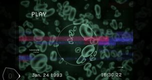Animation of interference and data processing over virus and blood cells. global science, data processing and digital interface concept digitally generated video. - Powered by Shutterstock - Get 15% off with code: PIKWIZARD15