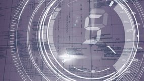 Animation of clock over data processing. global science, data processing and digital interface concept digitally generated video. - Powered by Shutterstock - Get 15% off with code: PIKWIZARD15