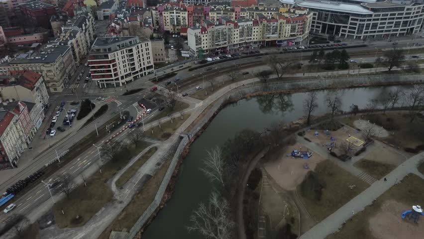Wrocław aerial shot of old city