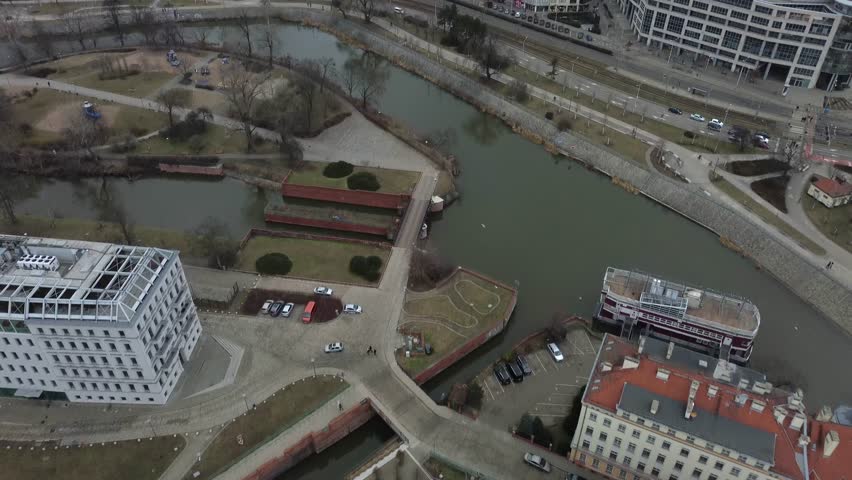 Wrocław aerial shot of old city