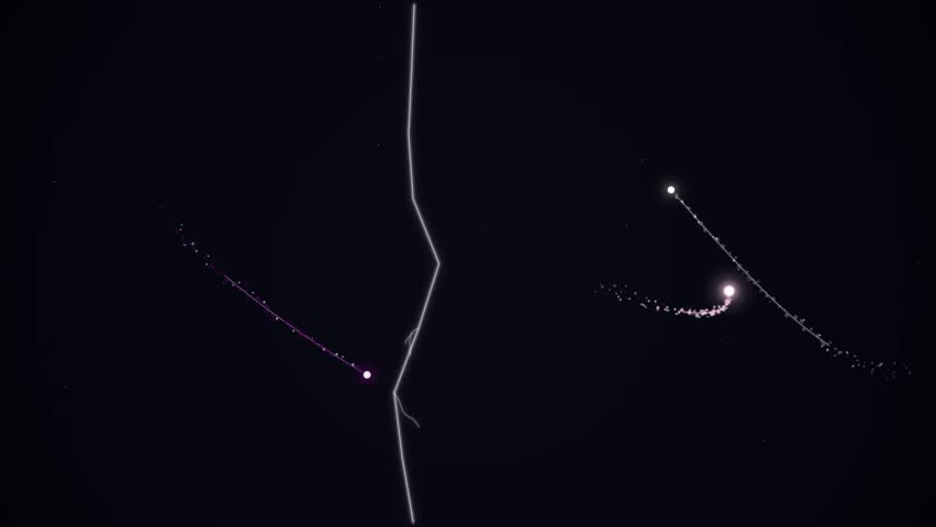 Lightning Strikes Night Sky with Fireworks Explosions