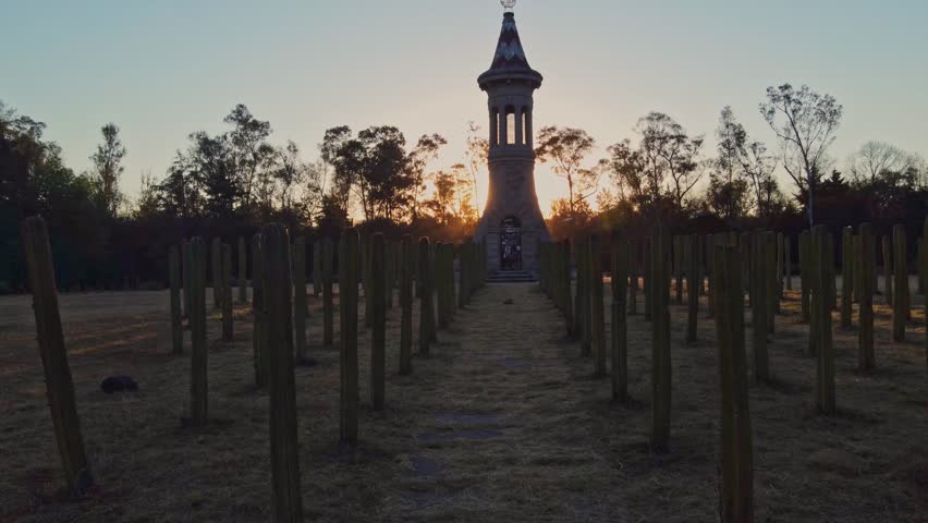 Water Tower at Chapultepec Forest Second Section in Mexico City at sunset