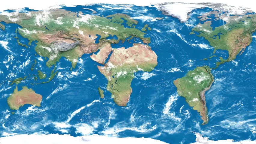 Zooming world map Satellite view of the Atlantic Ocean bounded by Africa and the Americas