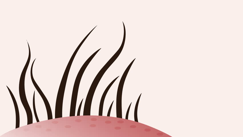 Simple vector illustration background video of wavy hair on skin surface.