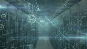 Animation of network of connections and data processing over server room. global connections, computing and digital interface concept digitally generated video. - Powered by Shutterstock - Get 15% off with code: PIKWIZARD15
