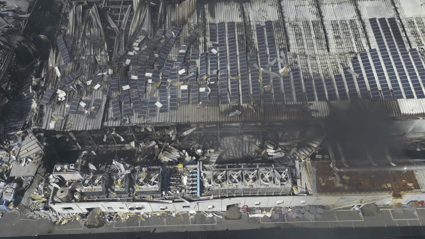 Factory explosion accident , Pingtung, Taiwan (aerial Shot)- 4K_HDR_Dlog