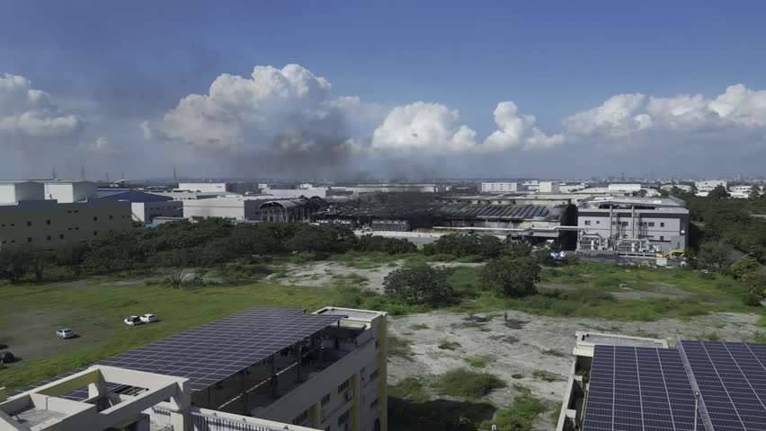 Factory explosion accident , Pingtung, Taiwan (aerial Shot)- 4K_HDR_Dlog