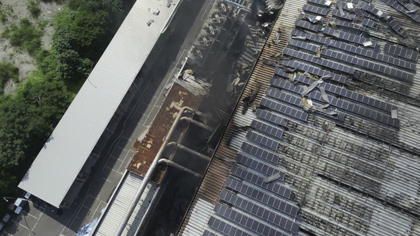 Factory explosion accident , Pingtung, Taiwan (aerial Shot)- 4K_HDR_Dlog