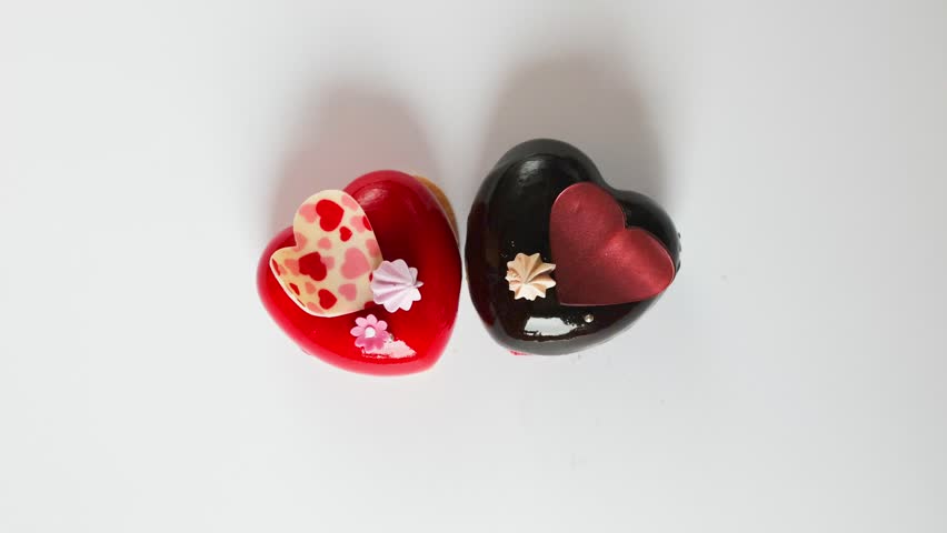Heart Shaped Glazed Pastries with Decorative Toppings