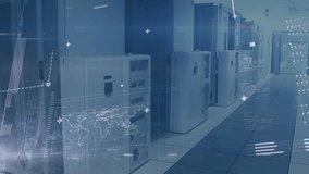 Animation of digital interface with data processing against computer server room. Computer interface and business data storage technology concept - Powered by Shutterstock - Get 15% off with code: PIKWIZARD15