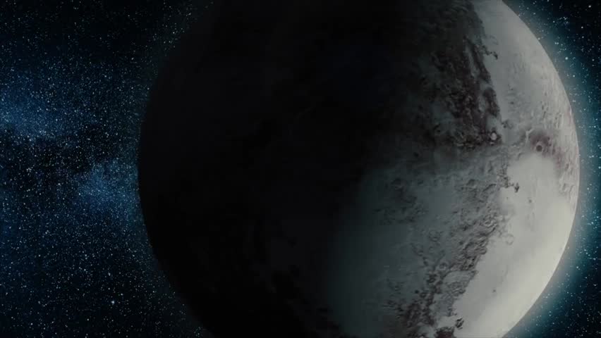 High-definition 3D animation of Pluto rotating with alpha channel, showcasing planetary details, space science, and celestial motion.