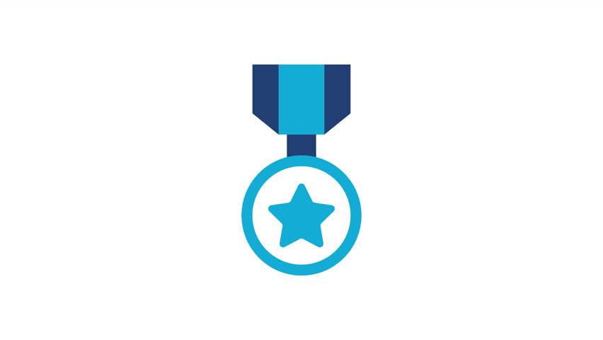 Medal of Honor icon with vibrant blue colors and seamless loop animation. Professional flat design illustration of an honorary medal with a star, perfect for modern digital art, corporate awards, and achievement concepts.