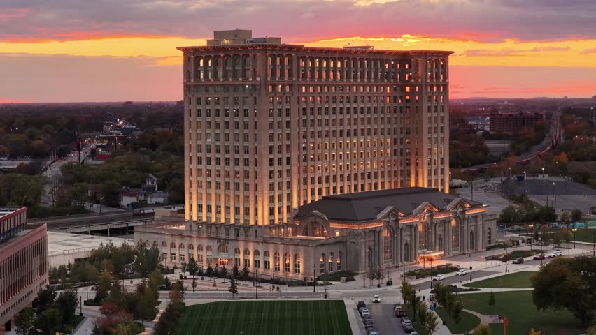 Detroit Michigan Downtown City Skyline