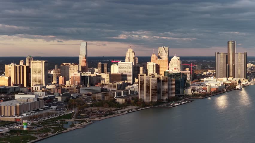 Detroit Michigan Downtown City Skyline