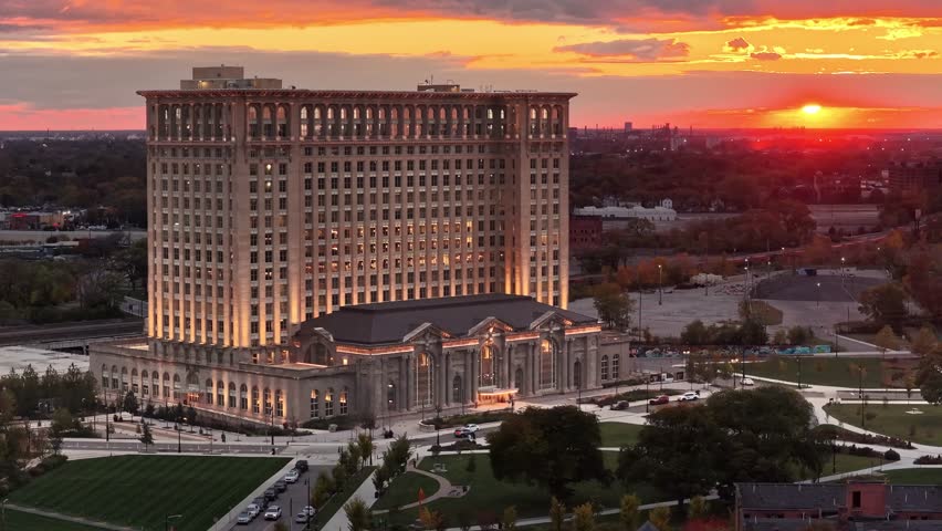 Detroit Michigan Downtown City Skyline