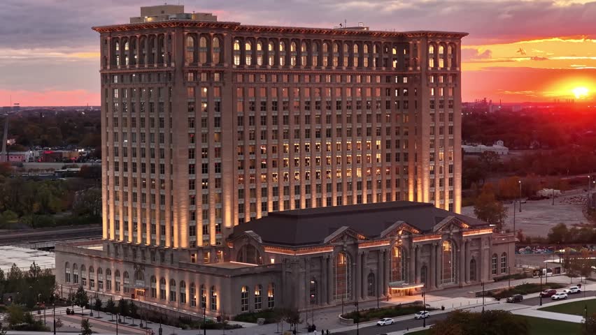 Detroit Michigan Downtown City Skyline
