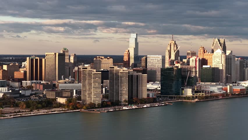 Detroit Michigan Downtown City Skyline
