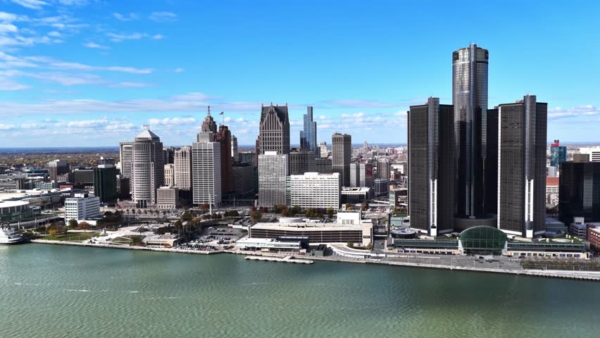 Detroit Michigan Downtown City Skyline