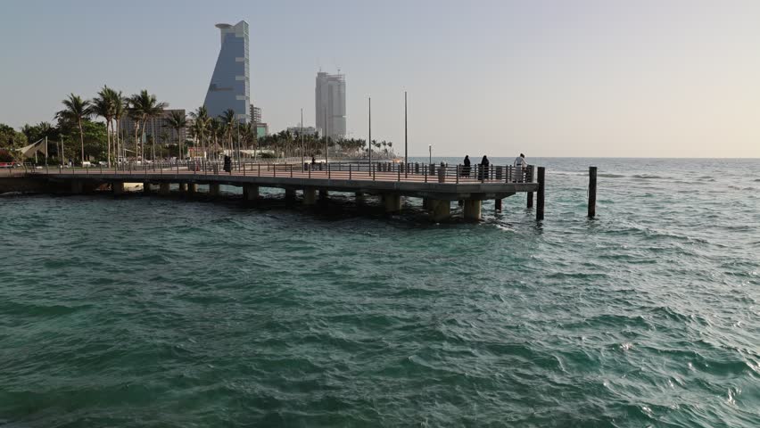 Jeddah, Saudi Arabia Feb 20 2026 - View of Jeddah beach  Red Sea corniche View, Waterfront , 
