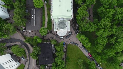 Drone Retreat Upward Tilt over Medical Center