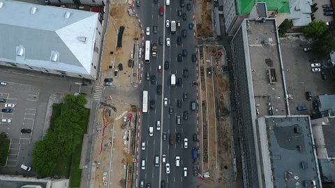 Drone Flying Backward over Zubovsky Boulevard