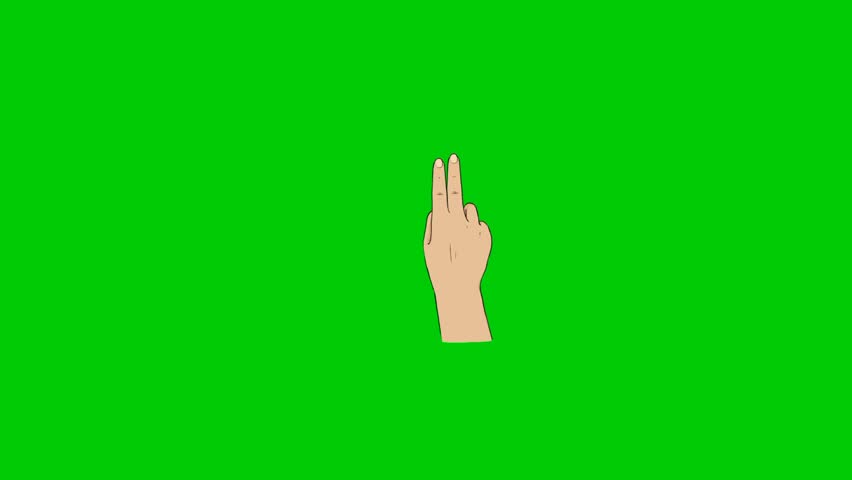 Cartoon Hand movement animation, green background 