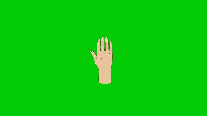 Cartoon Hand movement animation, green background 