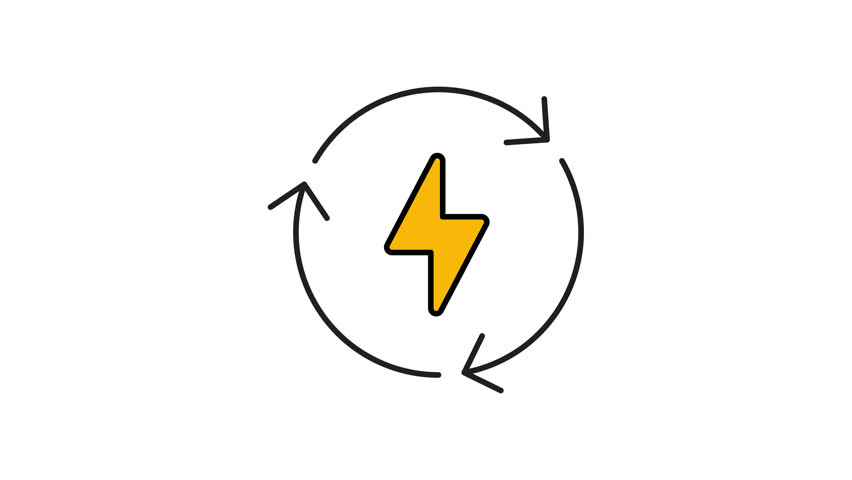 Animated Renewable Energy Icon. Green Power Symbol for Earth Hour, Solar Wind Electricity and Sustainable Environment