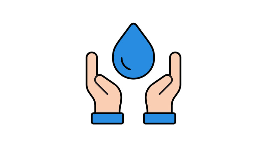 Animated Save Water Icon. Conservation Campaign Symbol for Water Crisis, Environmental Protection and Sustainable Living