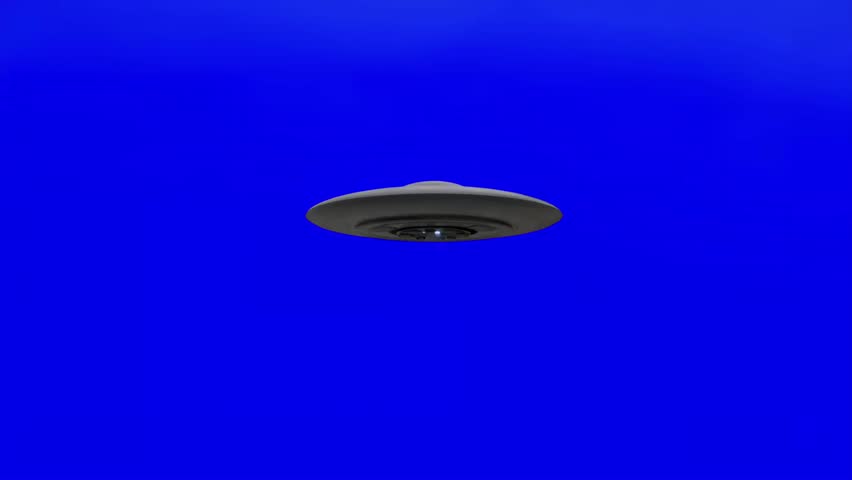 Flying saucer isolated on blue background