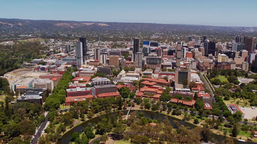 Aerial view city of Adelaide, Eastside and CBD
