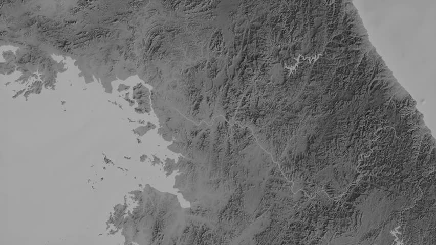 Gyeonggi do region, South Korea, extruded. Grayscale map