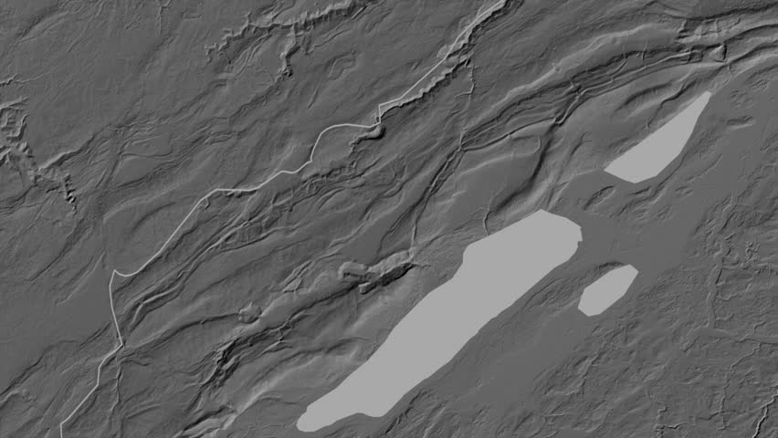 Neuchatel region, Switzerland, extruded. Grayscale map
