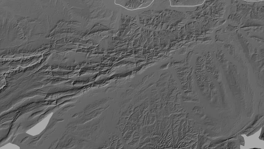 Solothurn region, Switzerland, extruded. Grayscale map