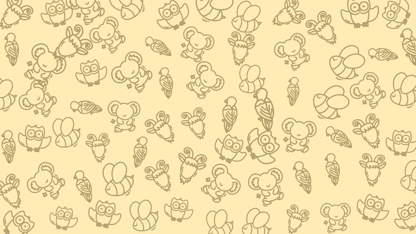 Doodle animal pattern koala owl bee bird goat cute seamless