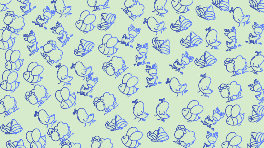 Doodle animal pattern seamless cartoon cute bee sheep bird deer