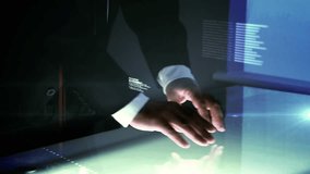 Animation of clock, data processing and globe over caucasian businessman using screen. global data processing and digital interface concept digitally generated video. - Powered by Shutterstock - Get 15% off with code: PIKWIZARD15
