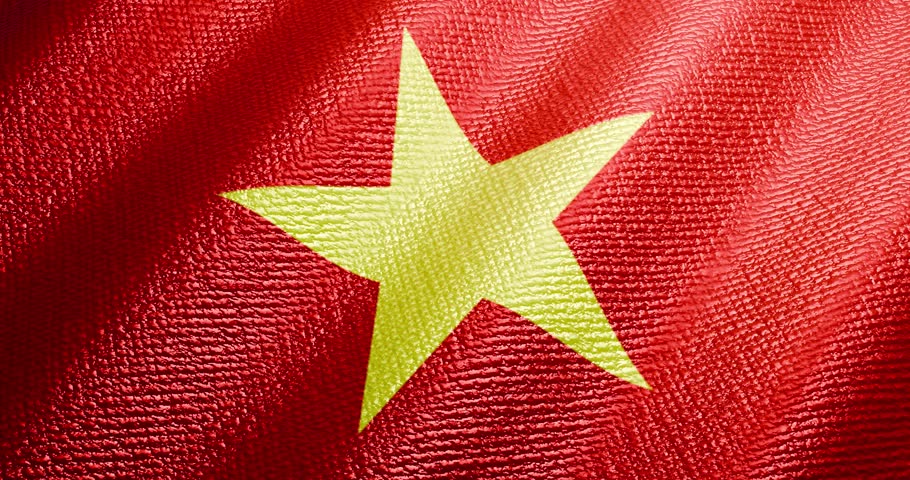 Vietnam flag of silk-3D Video. 3d render.