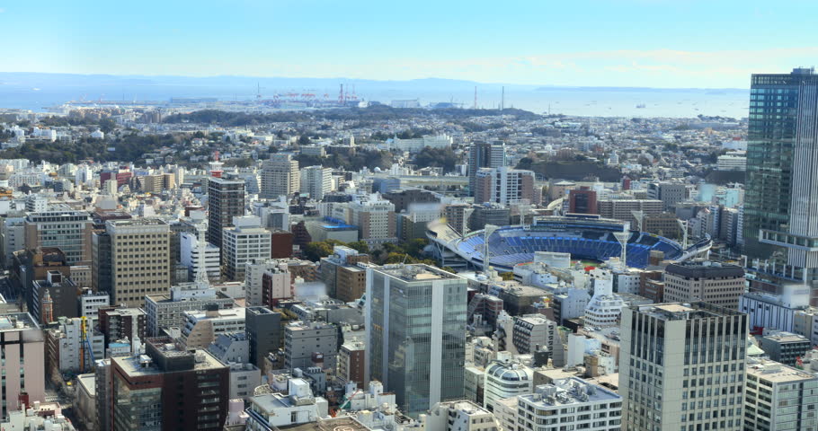 View of Yokohama cityscape from the top of a building
